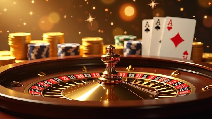 Casino Hold'em dealer setup with cards displayed